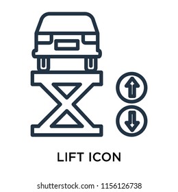 Lift icon vector isolated on white background, Lift transparent sign , line symbol or linear element design in outline style