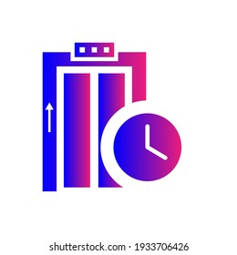 Icono de elevación. esperando el ascensor, levantarse con tiempo, elevador con el icono de reloj.