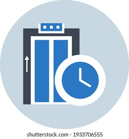 Icono de elevación. esperando el ascensor, levantarse con tiempo, elevador con el icono de reloj.