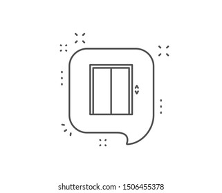 Lift line icon. Chat bubble design. Elevator sign. Transportation between floors symbol. Outline concept. Thin line lift icon. Vector