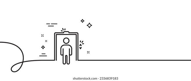 Lift line icon. Continuous one line with curl. Elevator sign. Transportation between floors symbol. Elevator single outline ribbon. Loop curve pattern. Vector