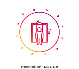 Lift line icon. Elevator sign. Transportation between floors symbol. Gradient pattern line button. Elevator icon design. Geometric shapes. Vector