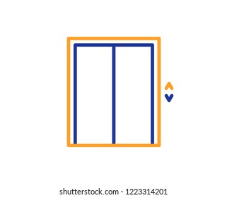 Lift line icon. Elevator sign. Transportation between floors symbol. Colorful outline concept. Blue and orange thin line color icon. Lift Vector