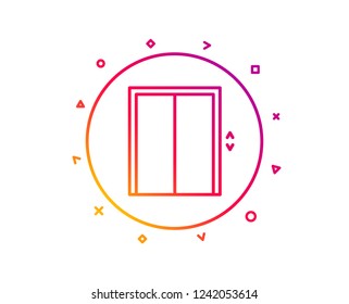 Lift line icon. Elevator sign. Transportation between floors symbol. Gradient pattern line button. Lift icon design. Geometric shapes. Vector