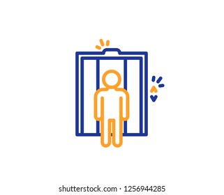 Lift line icon. Elevator sign. Transportation between floors symbol. Colorful outline concept. Blue and orange thin line color icon. Elevator Vector