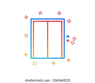 Lift line icon. Elevator sign. Transportation between floors symbol. Gradient design elements. Linear lift icon. Random shapes. Vector