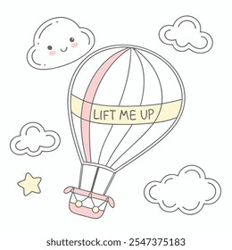 Lift Me Up: Diseño de Vector de aventura con globo aerostático