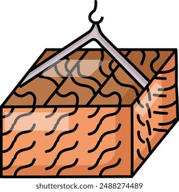 Lift moving stack of lumber studs concept, Tightly packed in rows tied stacks of wooden beams vector outline design, timber Symbol, forest Deforestation products Sign,mill yard saw works sto