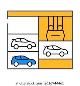 lift in multi level parking line icon vector. lift in multi level parking sign. isolated symbol illustration