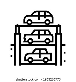 lift multilevel equipment parking line icon vector. lift multilevel equipment parking sign. isolated contour symbol black illustration