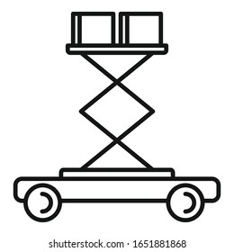 Icono de plataforma de elevación. Icono de vector de plataforma de elevación de esquema para diseño web aislado en fondo blanco