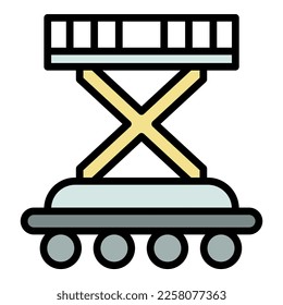 Lift platform icon. Outline lift platform vector icon color flat isolated on white