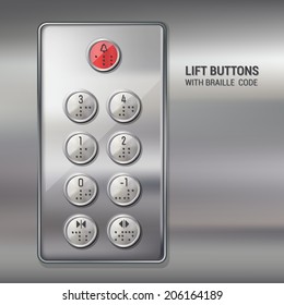 Lift push buttons with numbers and braille code