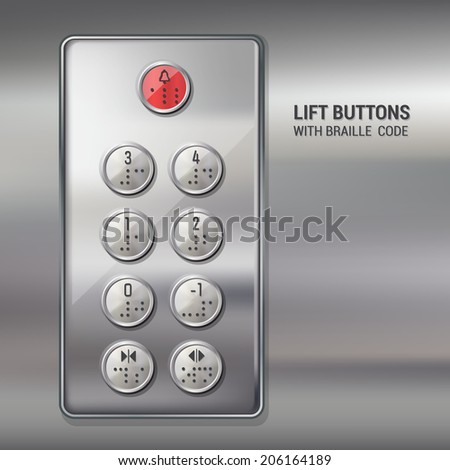Lift push buttons with numbers and braille code