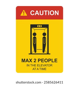 lift sign caution max 2 people yellow symbol vector design illustration 
