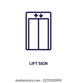 lift sign icon from user interface collection. Thin linear lift sign, lift, service outline icon isolated on white background. Line vector lift sign sign, symbol for web and mobile