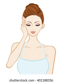 Lift up - Skin Care Woman - One hand and Closed eyes