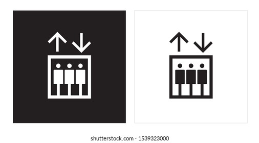 Lift symbol. Modern simple elevator icons. Black and white icons vector.