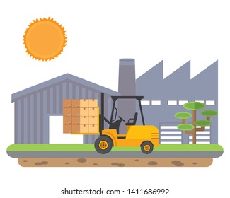 lift truck with boxes vector illustration