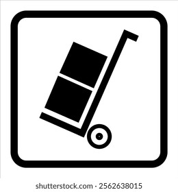 lift using a trolley icon. isolated symbol try to lift using a hand cart.