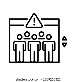 Lift with warning sign. Line vector. Isolate on white background.