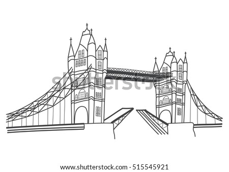lifted London Tower Bridge simple vector