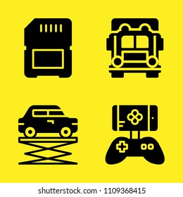 lifter, game controller, truck and sd card vector icon set. Sample icons set for web and graphic design