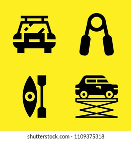 lifter, handgrip, kayak and car vector icon set. Sample icons set for web and graphic design