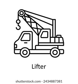 Ilustración de diseño de icono de contorno vectorial del elevador. Símbolo de unidades de fabricación sobre fondo blanco EPS 10 Archivo