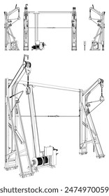 Lifting Boat Crane Vector 01. Industrial And Construction Equipment. Illustration Isolated On White Background.