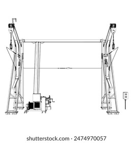 Lifting Boat Crane Vector 02. Industrial And Construction Equipment. Illustration Isolated On White Background.