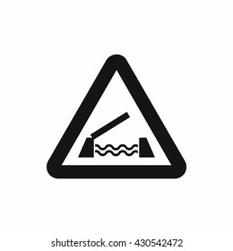 Lifting bridge warning sign icon, simple style
