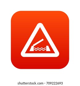 Lifting bridge warning sign icon digital red for any design isolated on white vector illustration