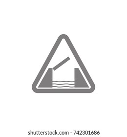 Lifting bridge warning sign icon on white background