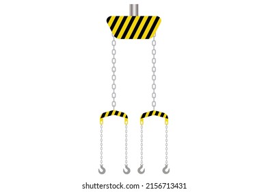 lifting chain system in black and yellow with four hooks