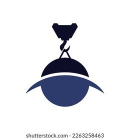Lifting crane construction company vector logo design