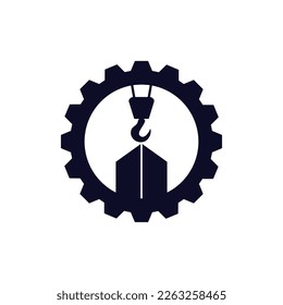 Lifting crane construction company vector logo design