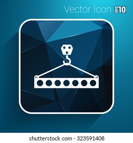 Lifting crane doing heavy lifting icon vector button logo symbol concept