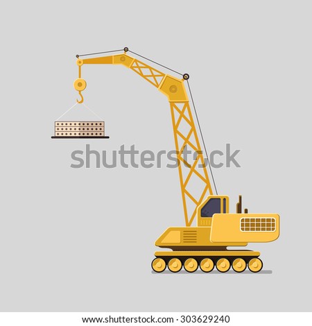 Lifting crane doing heavy Industrial concept. Tower and harbor lifters. Flat style vector icons.