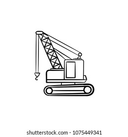 Lifting crane hand drawn outline doodle icon. Construction industry vector sketch illustration with lifting crane for print, web, mobile and infographics isolated on white background.