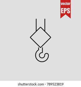 Lifting crane icon in trendy isolated on grey background.Vector illustration.