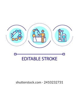 Lifting and crane safety loop concept icon. Manufacturing security system. Factory equipment abstract idea thin line illustration. Isolated outline drawing. Editable stroke. Arial font used