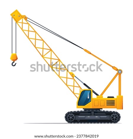 Lifting crane vector illustration. Heavy machinery construction vehicle isolated on white background
