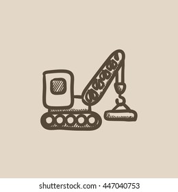 Lifting crane vector sketch icon isolated on background. Hand drawn Lifting crane icon. Lifting crane sketch icon for infographic, website or app.