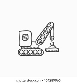Lifting crane vector sketch icon isolated on background. Hand drawn Lifting crane icon. Lifting crane sketch icon for infographic, website or app.