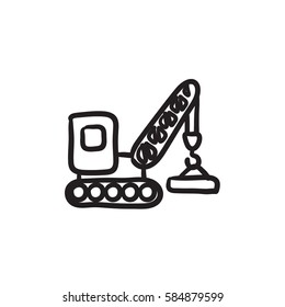 Icono de esbozo del vector de grúa de elevación aislado en el fondo. Icono de grúa de elevación dibujado a mano. Icono de esbozo de grúa de elevación para infografía, sitio web o aplicación.