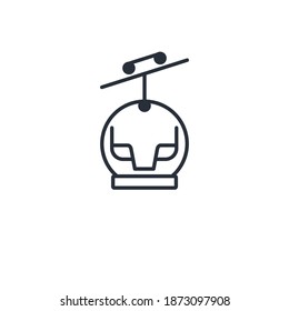Lifting device. Cable Car, Aerial tramway, Ropeway.Vector linear icon isolated on white background.