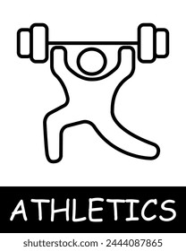 Lifting dumbbell line icon. Iron, athletics, running, gymnastics, competitions, coach, jumping, game, person, strength, health. Vector line icon for business and advertising