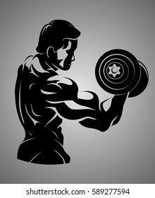 Lifting Dumbbell Shadowed Illustration