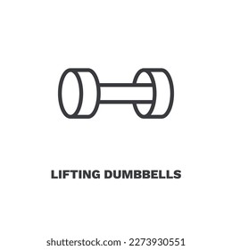 lifting dumbbells icon. Thin line lifting dumbbells icon from Fitness and Gym collection. Outline vector isolated on white background. Editable lifting dumbbells symbol can be used web and mobile